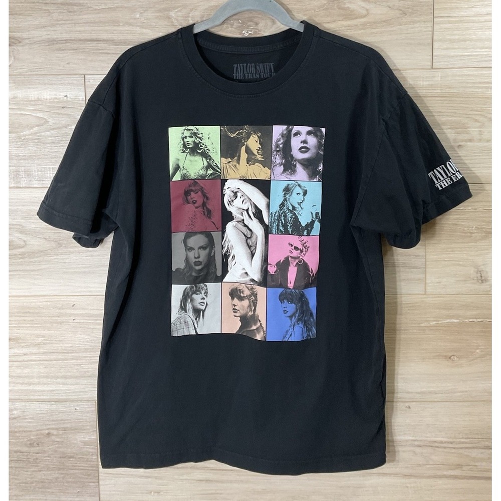 Official Merch Taylor Swift The Eras Tour Black Tee T-Shirt w/US Dates - Size M